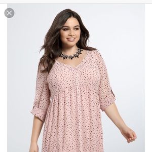 Torrid Pink Heart Print Chiffon Shirt Dress w/slip